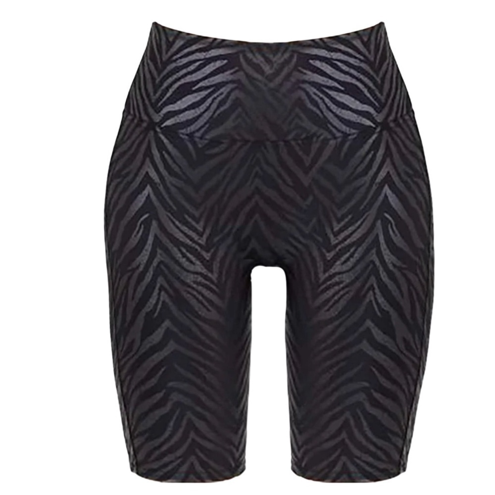 Spanx Faux Leather Zebra Print Biker Shorts High Rise